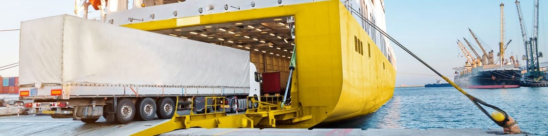 Cargobot transportând un tir